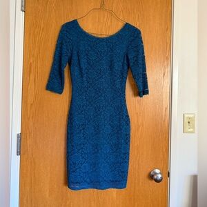 Laundry By Shelli Segal Teal Lace Mini Dress